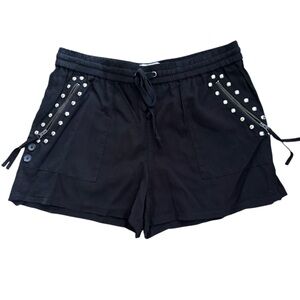 Pam & Gela Black Tencel Shorts with Silver Accents, Size Small, Rock and Roll